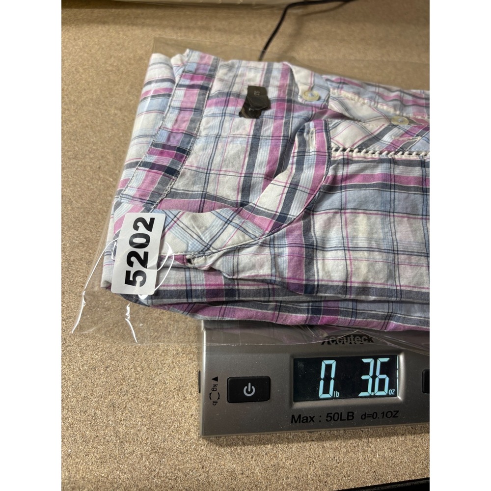 Talbots Blouse M Blue Purple Plaid 100% Cotton Peasant Popover Preppy - Picture 7 of 7